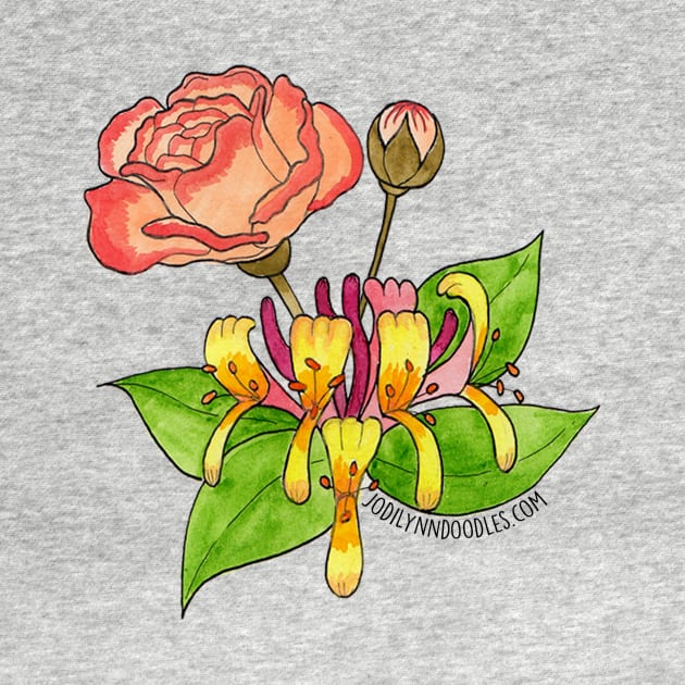 June Birth Flower - Rose and Honey Suckle by JodiLynnDoodles